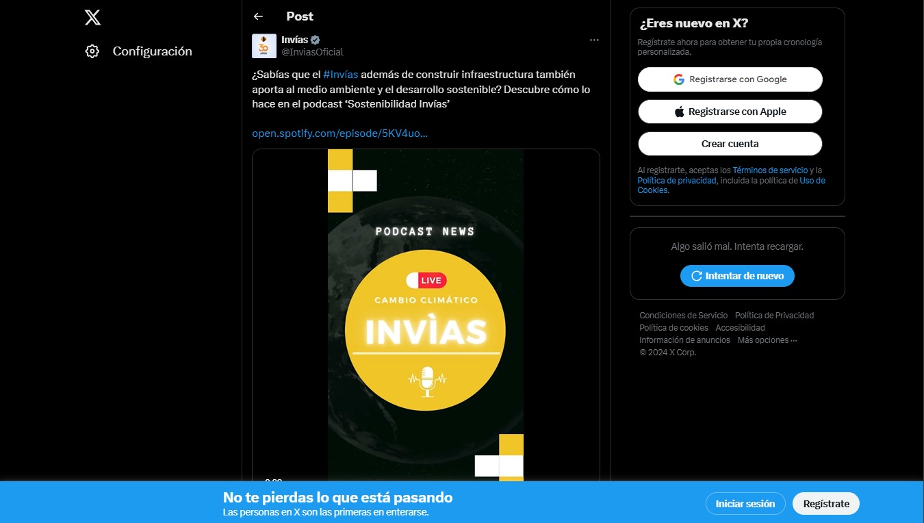 Captura de pantalla del sitio web de la noticia