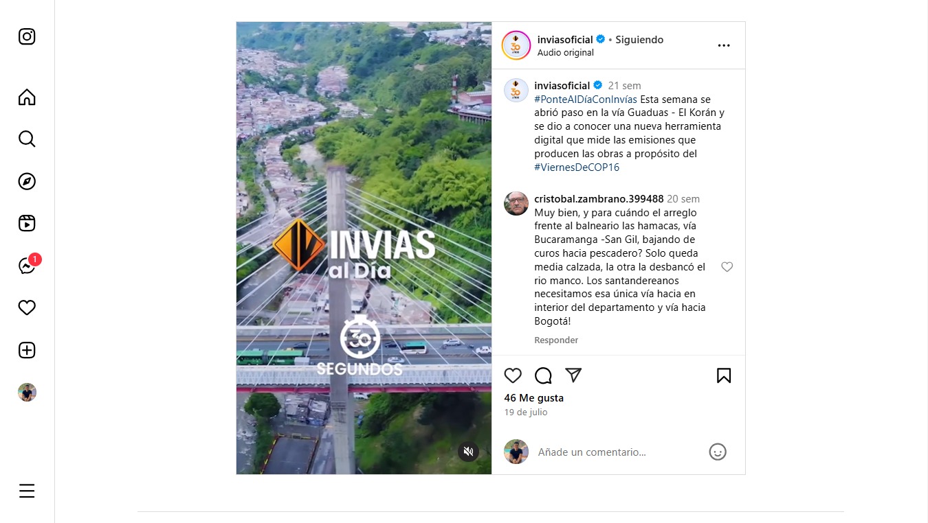 Captura de pantalla del sitio web de la noticia