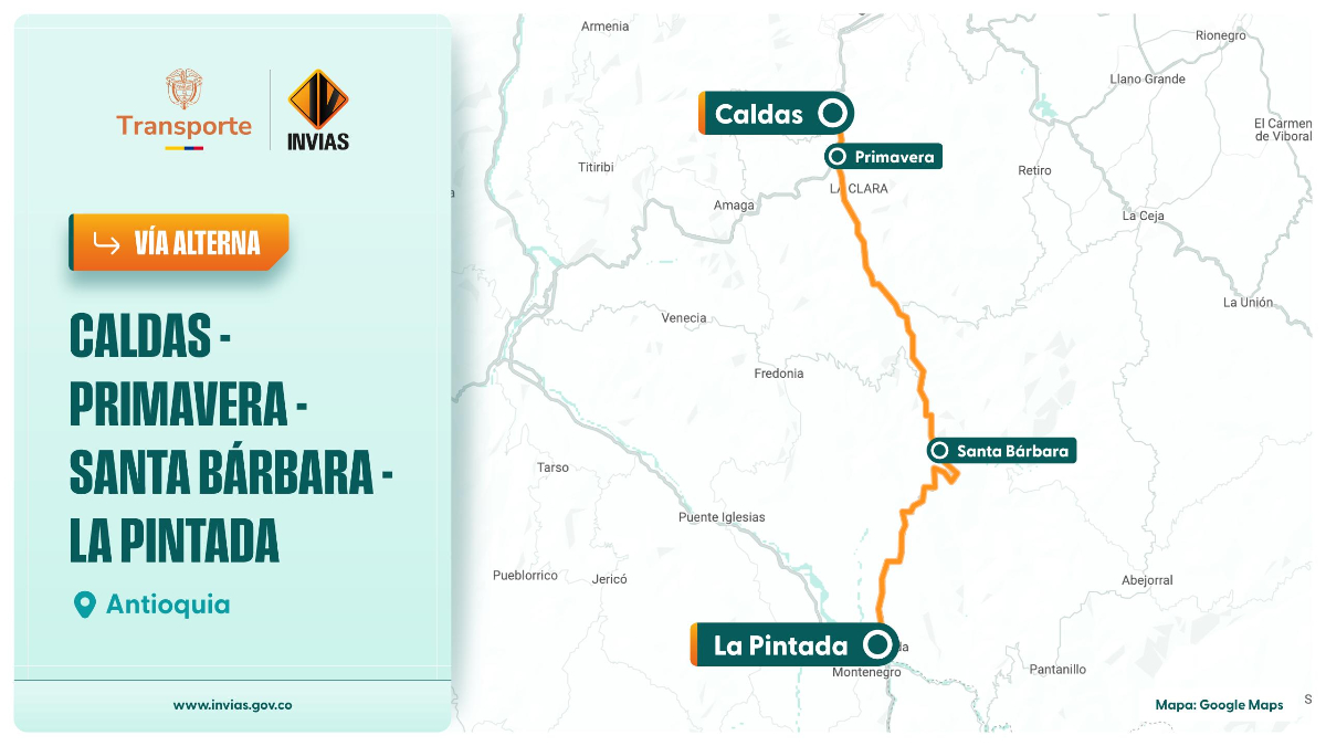 Invías atiende emergencia por deslizamiento en el km 87 de la ruta La Mansa - Primavera sector Camionero, Antioquia