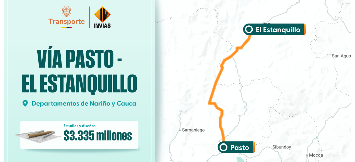 Gobierno nacional cumple compromiso con Nariño: Adjudicada consultoría para estudios y diseños de la vía Pasto – El Estanquillo