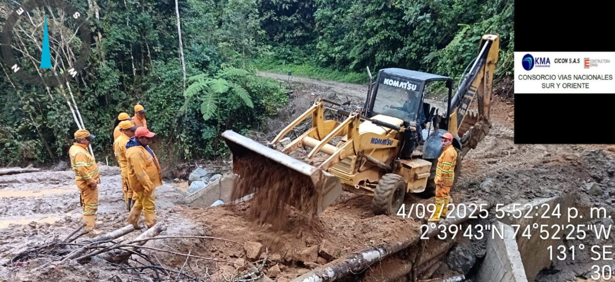 Invías atiende emergencia registrada en la carretera Balsillas, Mina Blanca, Huila