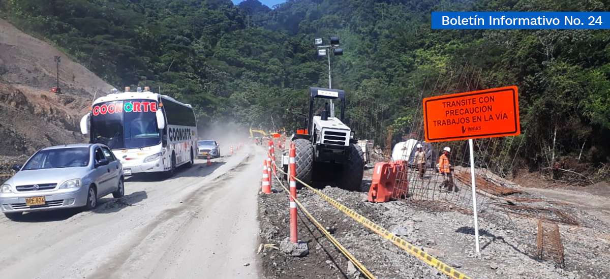 Fotografía del estado de avance en los trabajos de la vía Medellín Bogotá.