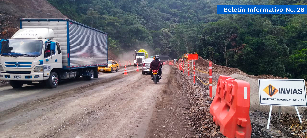 Fotografía del estado de avance en los trabajos de la vía Medellín Bogotá.