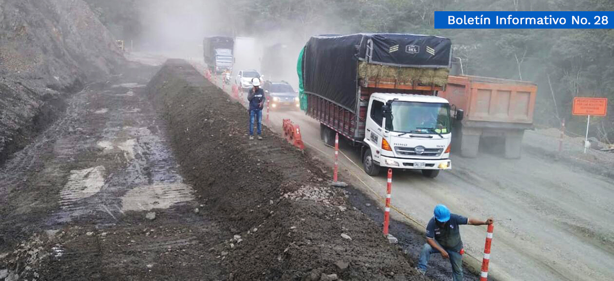 Fotografía del estado de avance en los trabajos de la vía Medellín Bogotá.