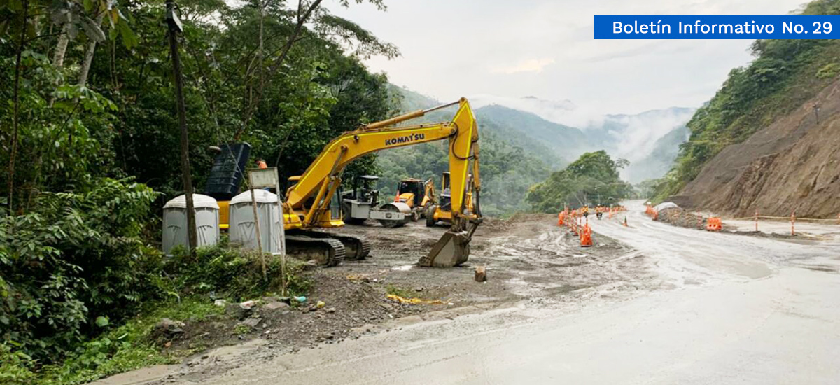 Fotografía del estado de avance en los trabajos de la vía Medellín Bogotá.