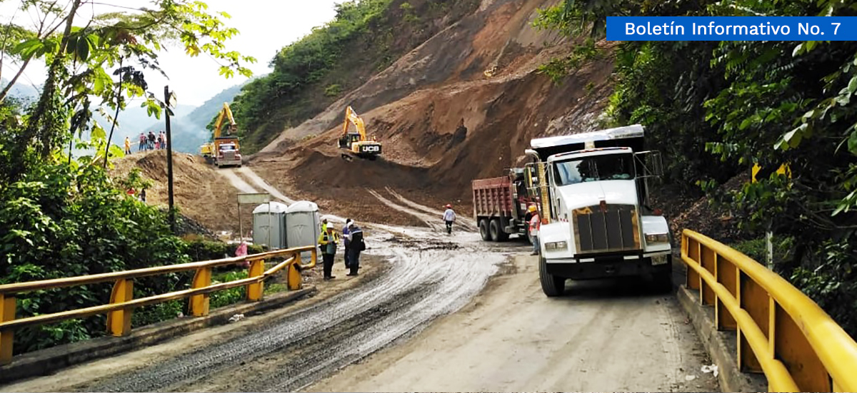 Fotografía del estado de avance en los trabajos de la vía Medellín Bogotá.