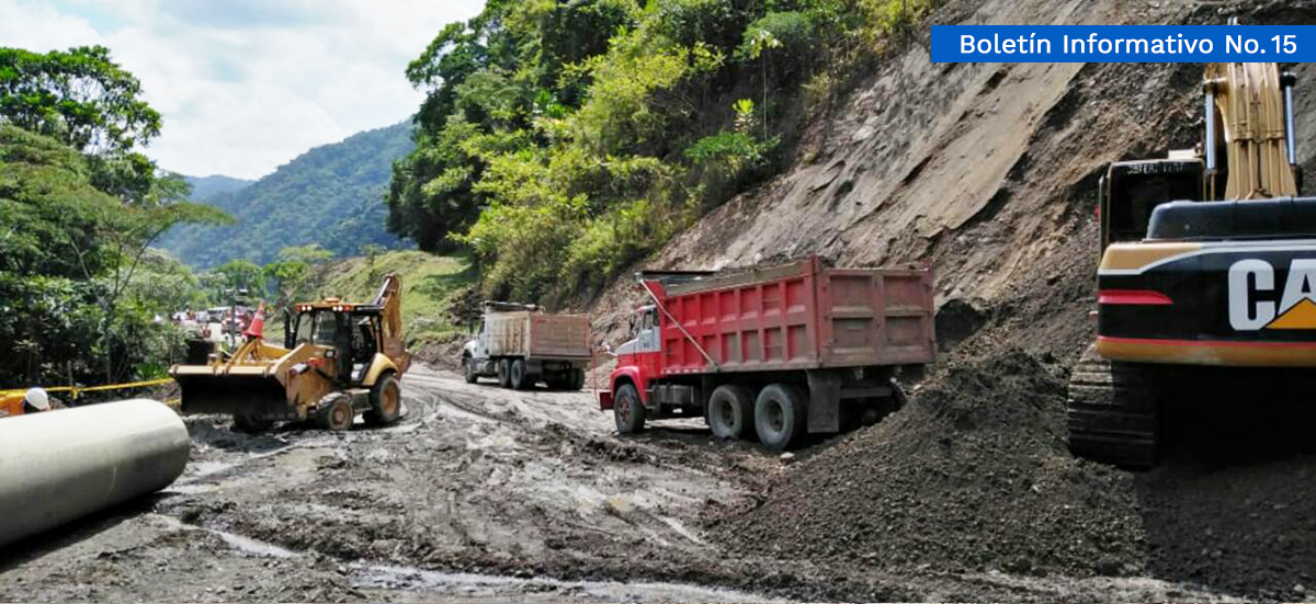 Fotografía del estado de avance en los trabajos de la vía Medellín Bogotá.