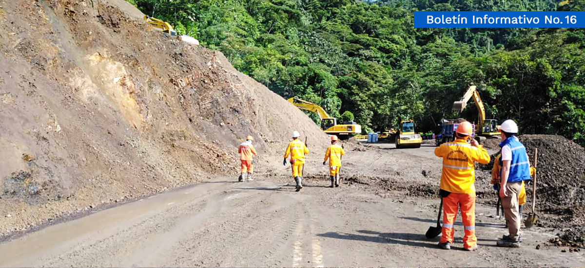 Fotografía del estado de avance en los trabajos de la vía Medellín Bogotá.