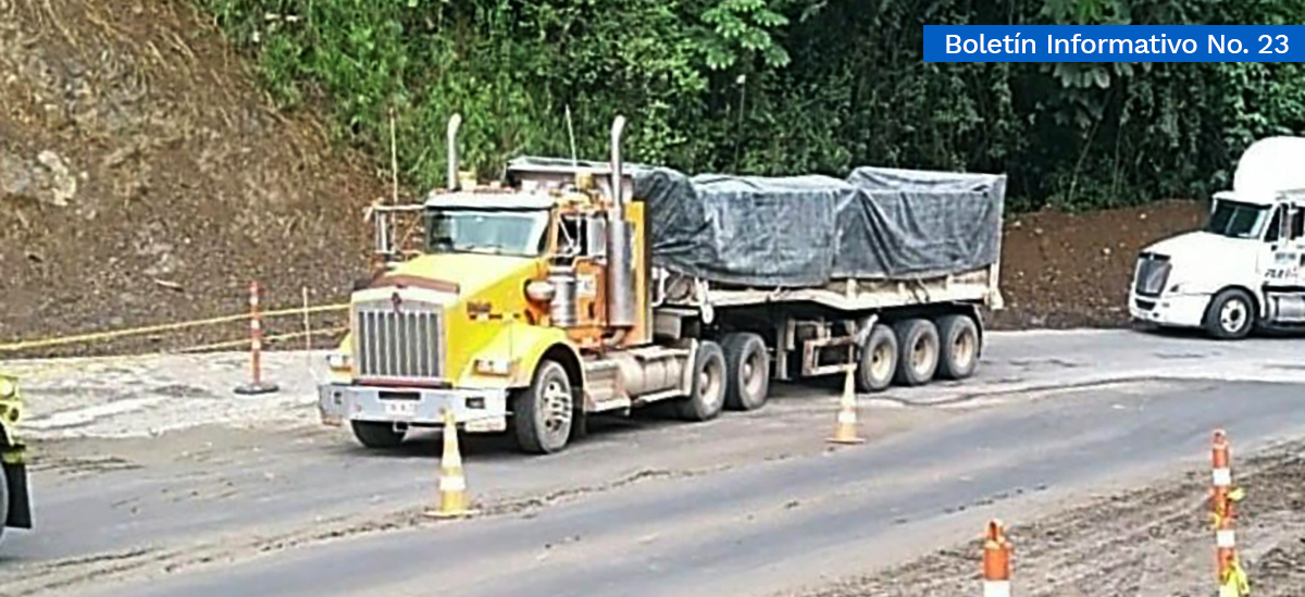 Fotografía del estado de avance en los trabajos de la vía Medellín Bogotá.