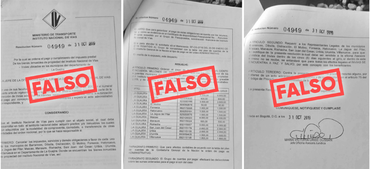 Fotografías de "actos administrativos" fraudulentos.