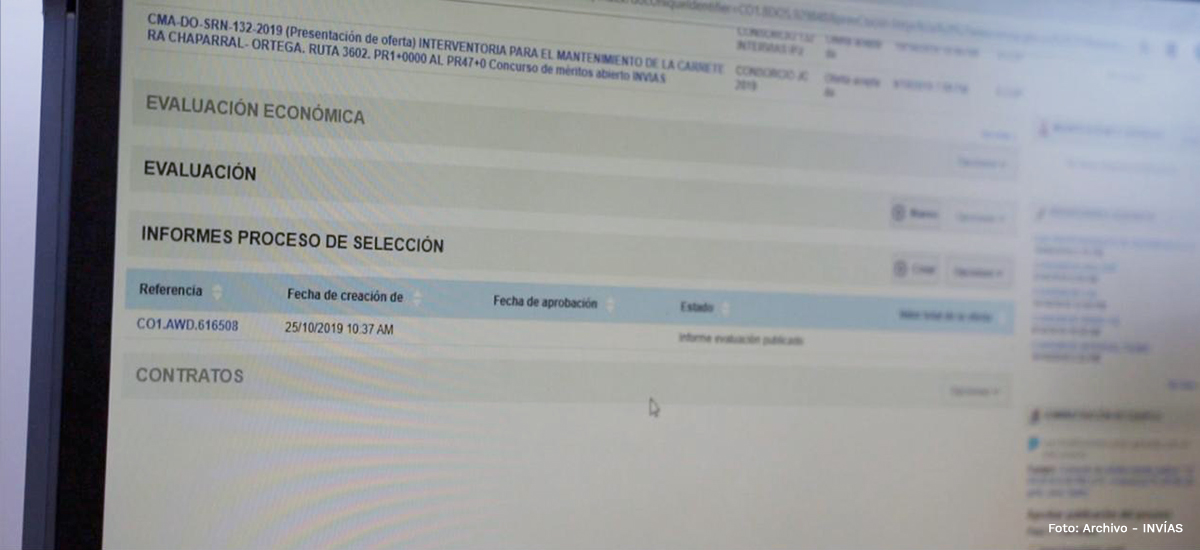 Fotografía de pantalla de computadora que muestra sitio web del SECOP II.