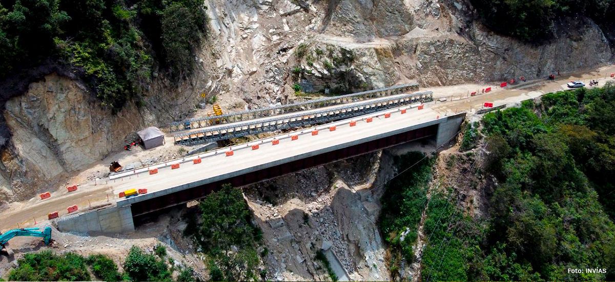 Fotografía aérea del puente que pasa por la vía Los Curos - Málaga.