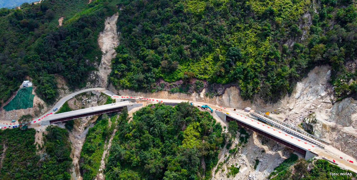 Fotografía aérea del puente que pasa por la vía Los Curos - Málaga.