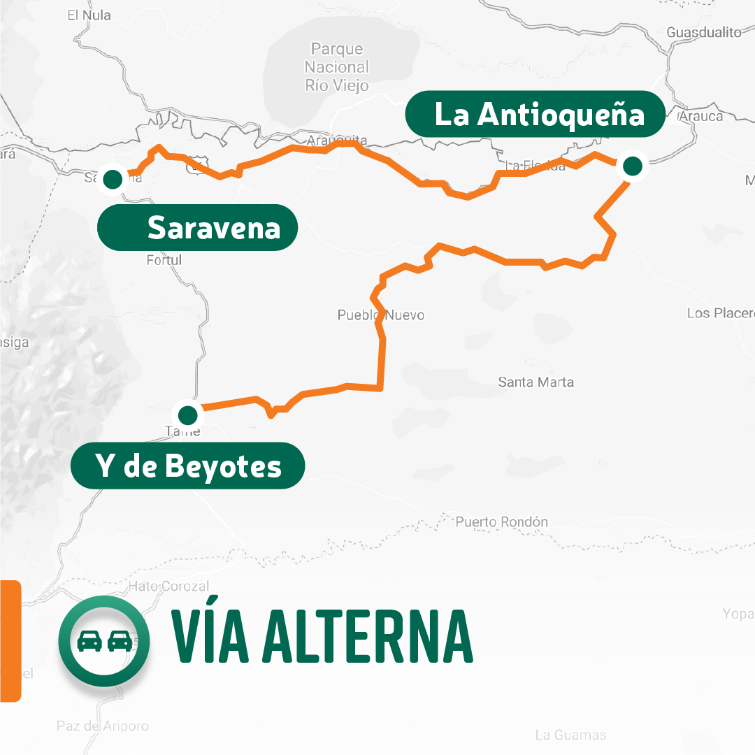 Ilustración de la vía alterna Saravena - Y de Bellotes