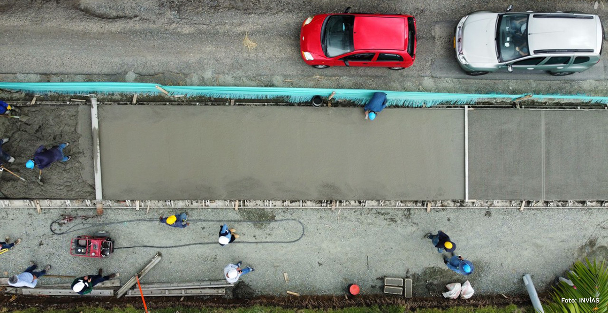 Fotografía de las obras de pavimentación que se adelantan en el Quindío.
