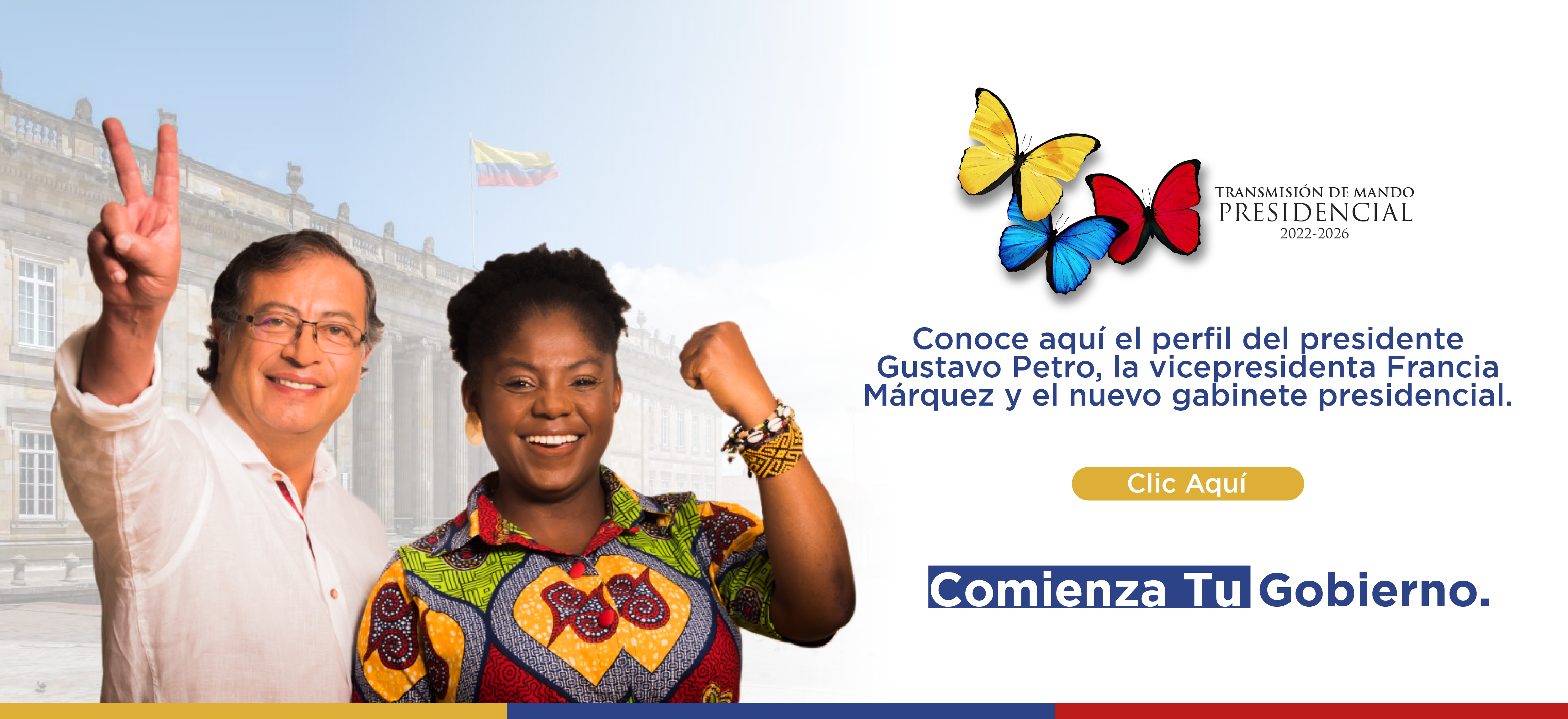 Ilustración del nuevo Presidente de La República, Gustavo Petro y de la vicepresidenta de La República, Francia Márquez.