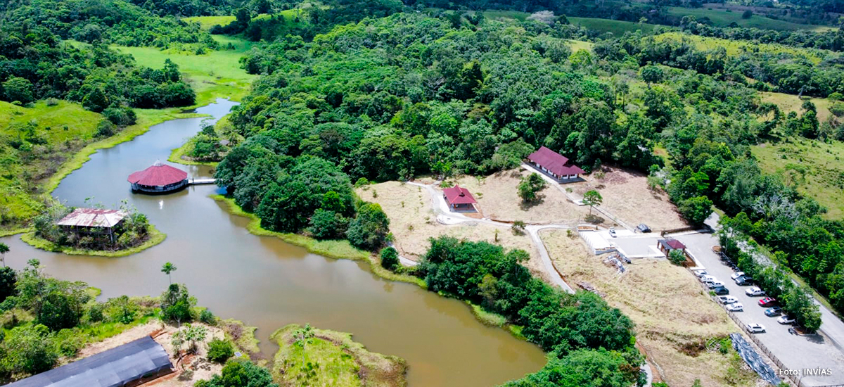 Fotografía aérea de la sede bifronteriza de Corpoamazonía - Valle del Guamuez..