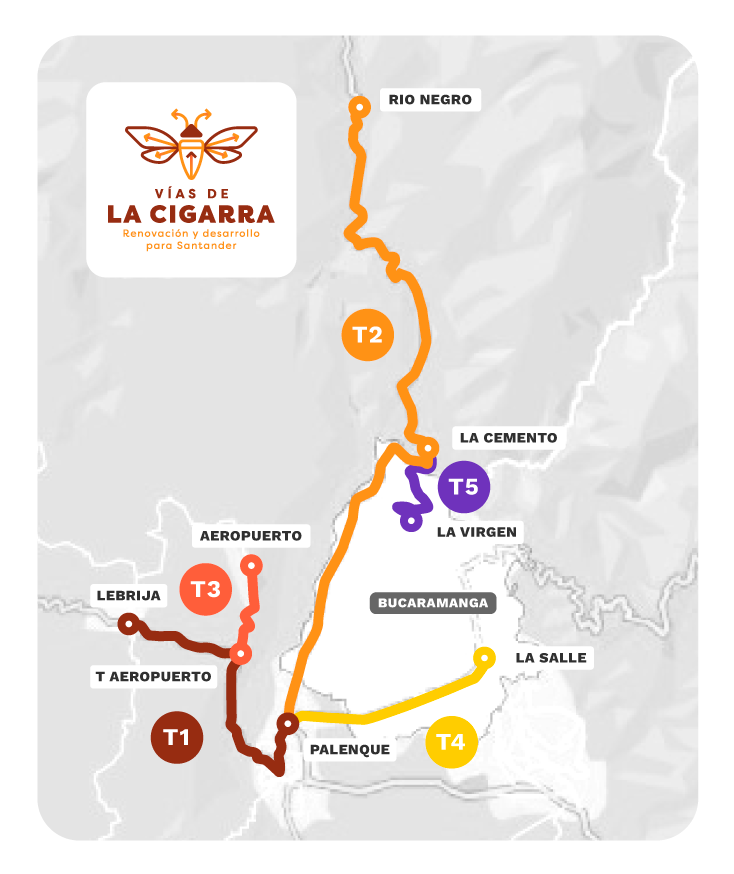 Ilustración del mapa del programa vías de La Cigarra.