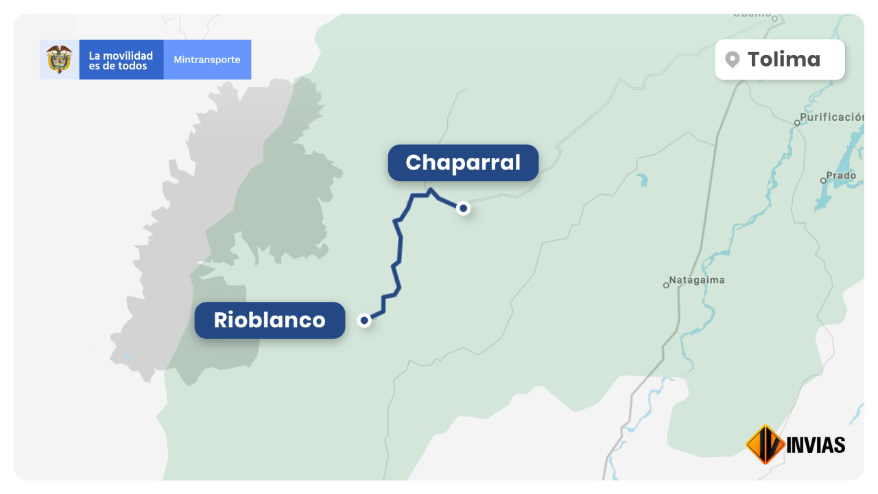 Ilustración del mapa del corredor Rioblanco - Chaparral en el Tolima.