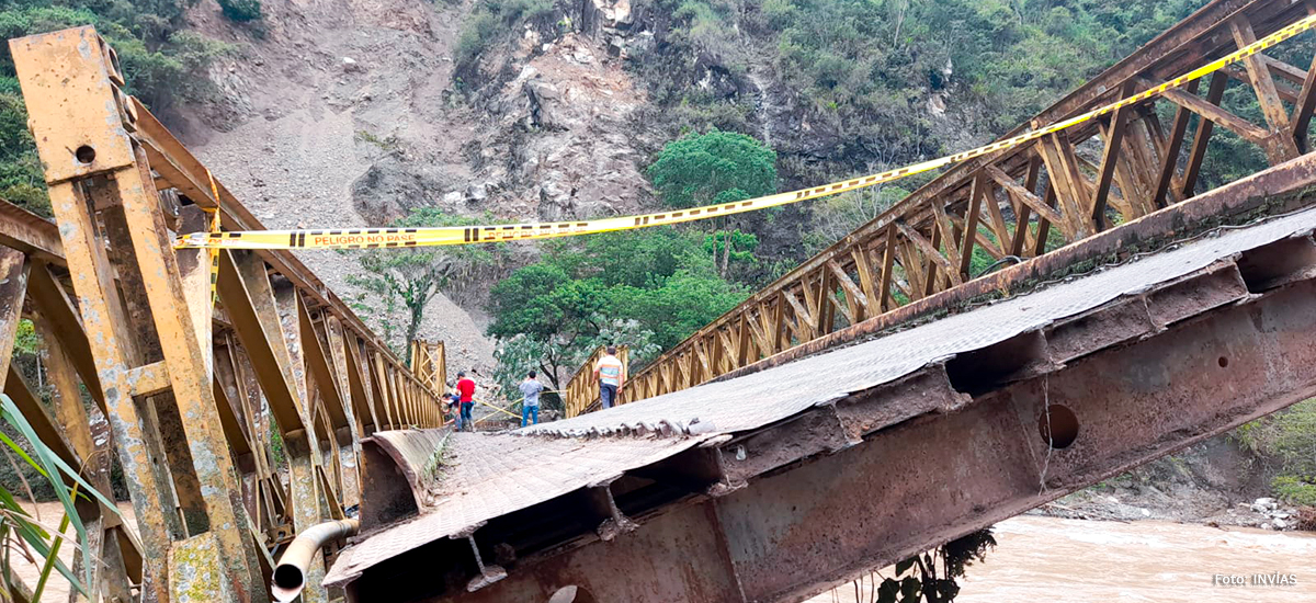 Fotografía el estado de la vía Ataco - Tolima que muestra la gravedad en la afectación a la infraestructura vial.
