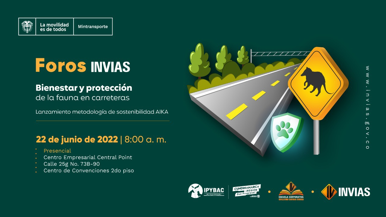 Ilustración de la invitación al IX Foro INVÍAS: Bienestar y Protección de la fauna en carreteras.