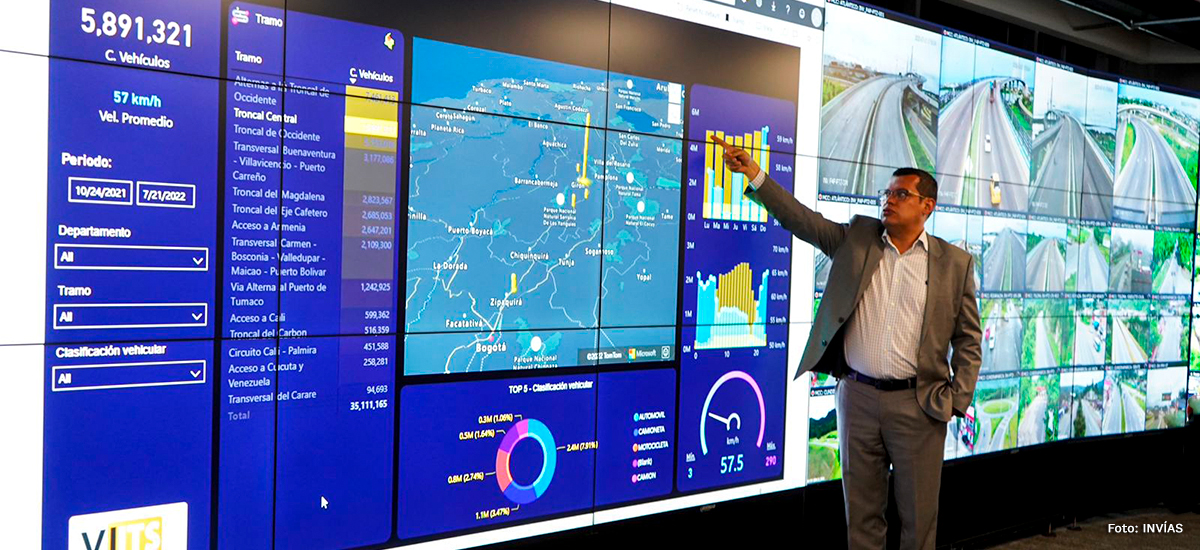 Fotografía del Director Técnico y Operativo del INVÍAS durante su exposición de la información del Centro de Control y Monitoreo Vial.