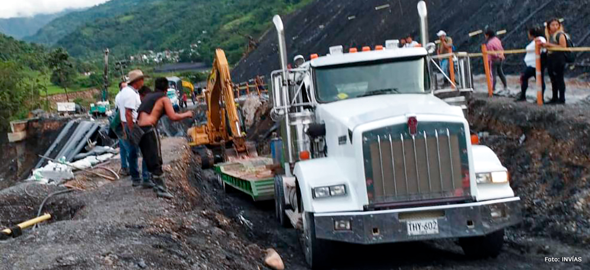 Fotografía de trabajos de recuperación de la vía Sogamoso - Aguazul.