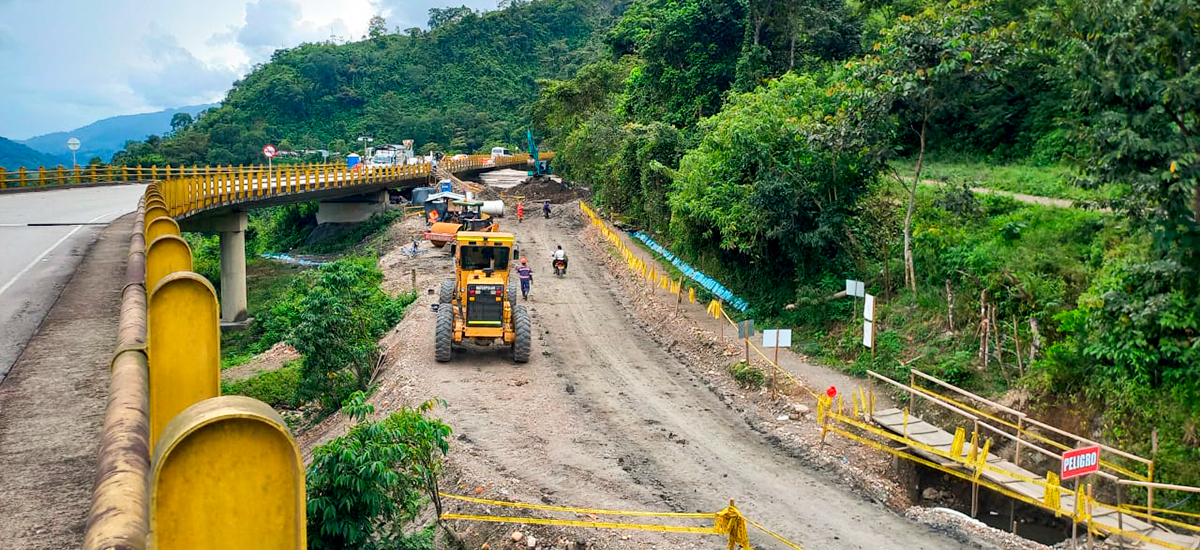 Fotografía del estado de construcción de las alcantarillas, box culvert y demás obras dentro de la vía provisional en sector Los Grillos, en la Transversal del Cusiana.