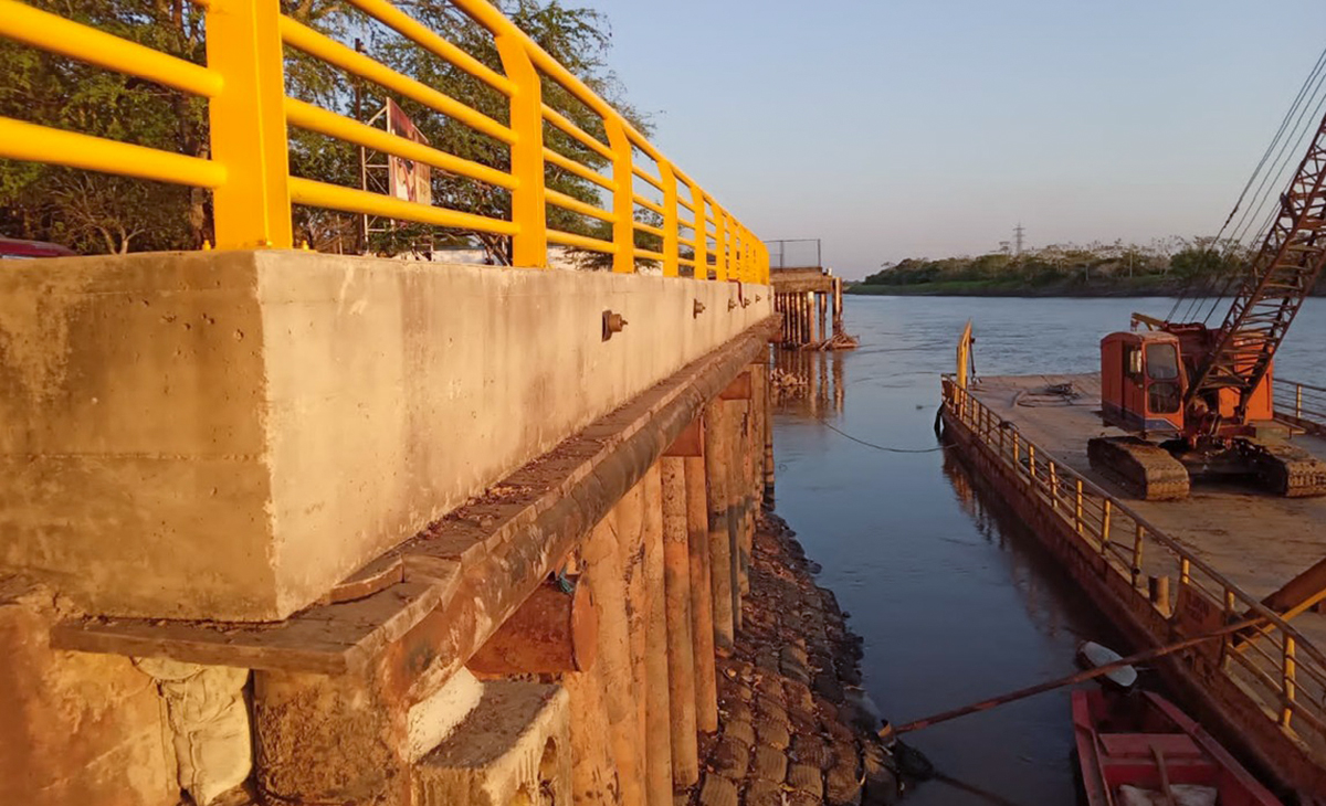 Fotografía de las obras de protección en el muelle de Cabuyaro, Meta.