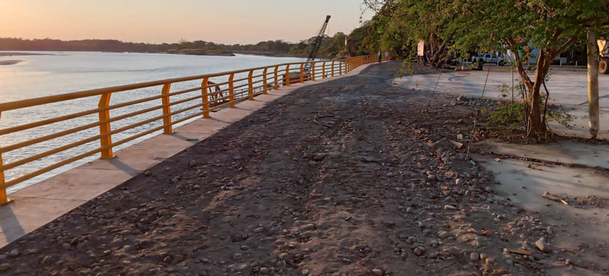 Fotografía de las obras de protección en el muelle de Cabuyaro, Meta.