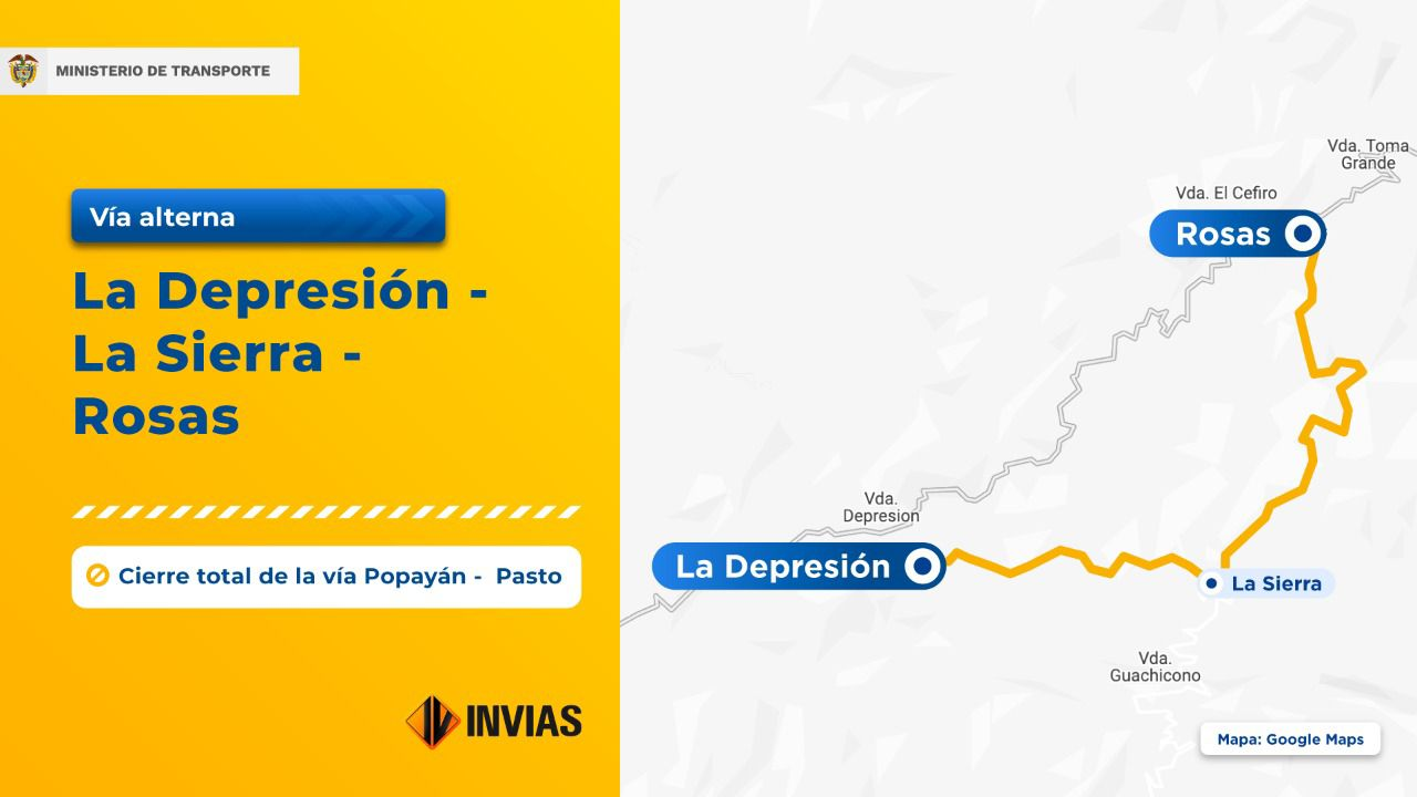 Ilustración de la ficha de la vía alterna La Depresion - La Sierra - Rosas.