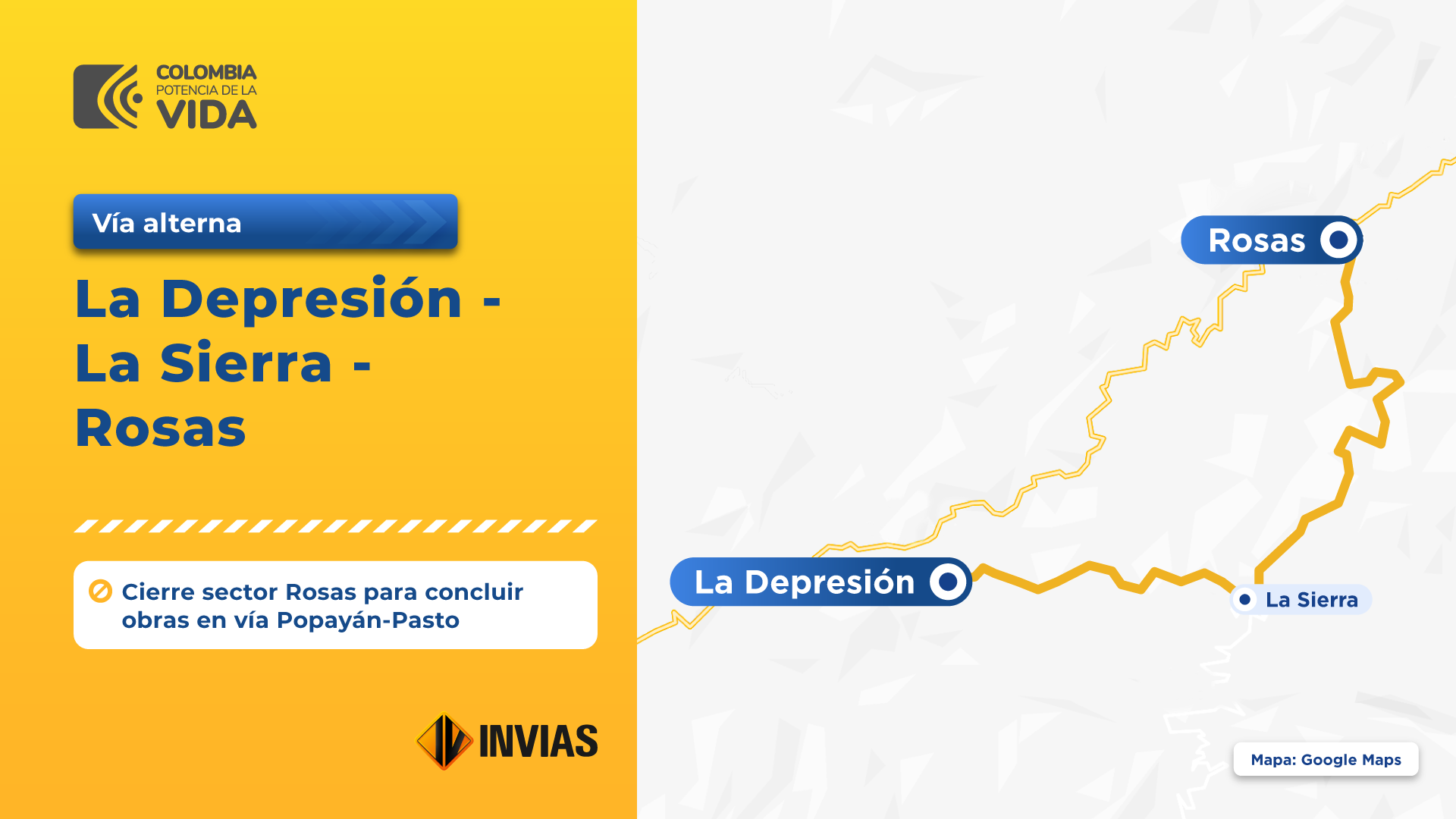 Ilustración que contiene la ficha y mapa de la vía La Depresión - Sierra - Rosas.
