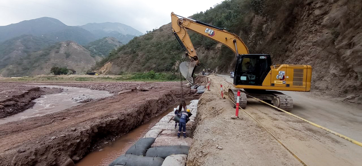 Fotografía del estado de avance en la construcción de las obras de protección en El Tarrita.