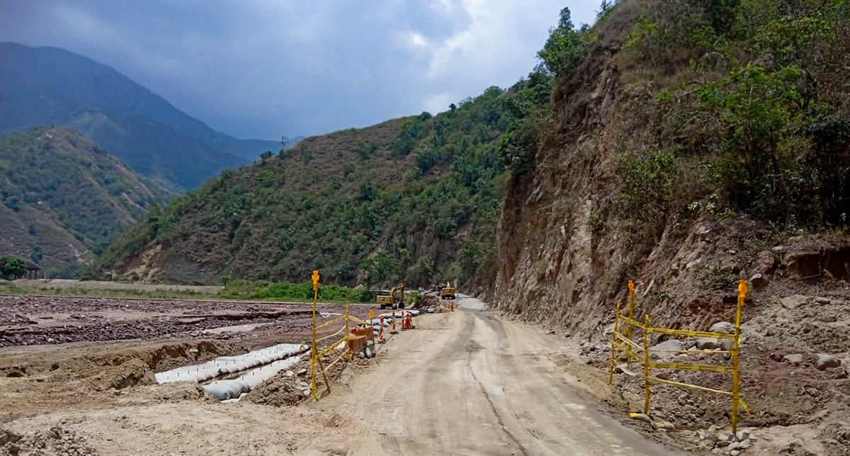 Fotografía del estado de avance en la construcción de las obras de protección en El Tarrita.