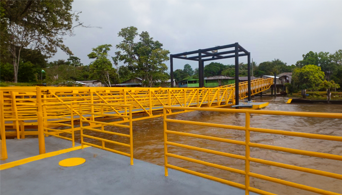 Fotografía del muelle La Pedrera en el departamento del Amazonas.