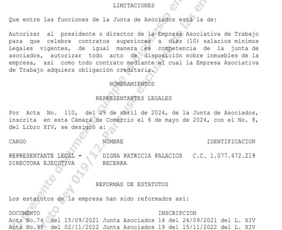 Certificado presentado.