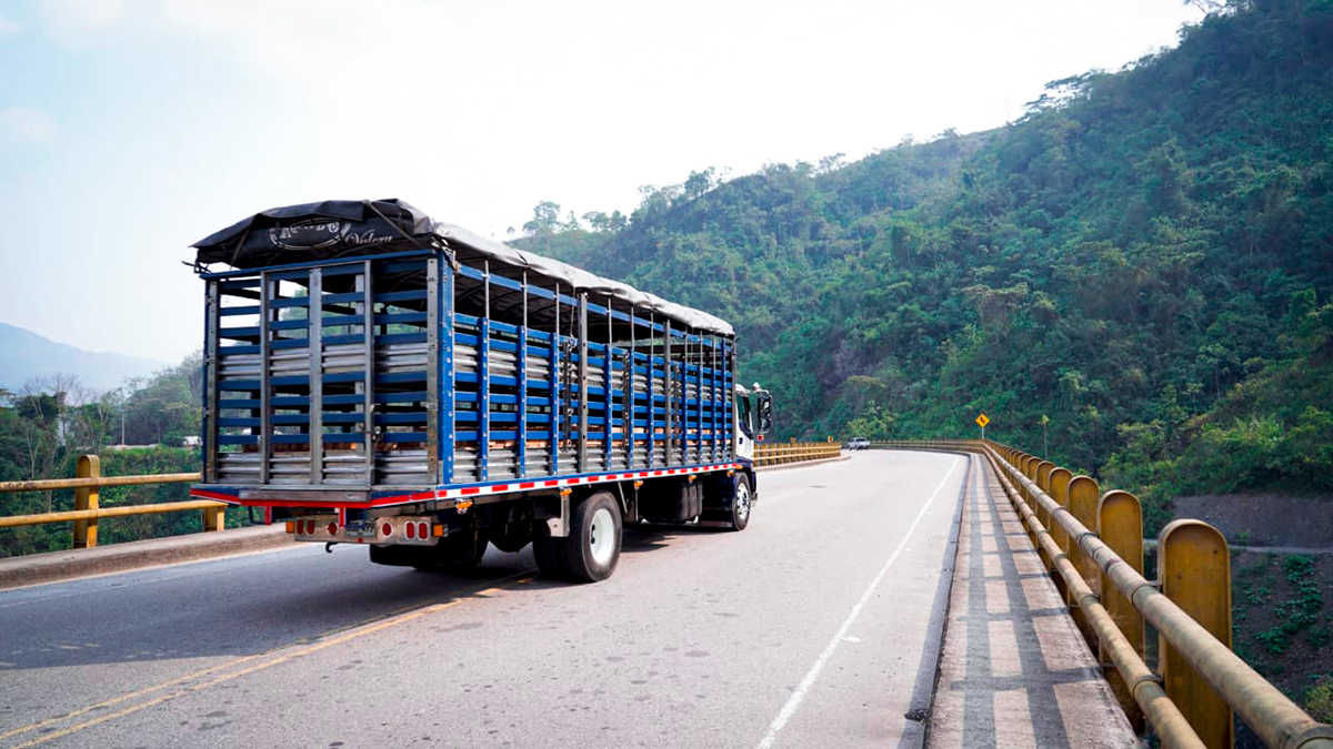 Fotografía de tránsito de camión por el corredor Sogamoso - Aguazul.