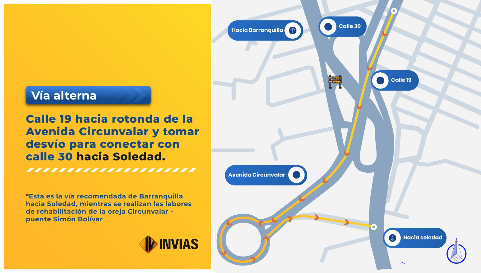 Iluestración que contiene la ficha del mapa de la vía alterna Barranquilla - Soledad.
